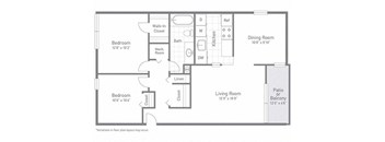 The Bayberry - Two Bedroom One Bath Floor Plan at Stuart Woods, Virginia, 20170