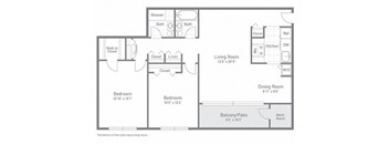 Two bedroom apartment unit with balcony space at Tysons Glen Apartments and Townhomes, Falls Church, VA