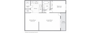 One bedroom apartment with patio and laundry room at Tysons Glen Apartments and Townhomes, Falls Church, VA