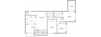Large apartment floor plan for families at Tysons Glen Apartments and Townhomes, Falls Church, Virginia