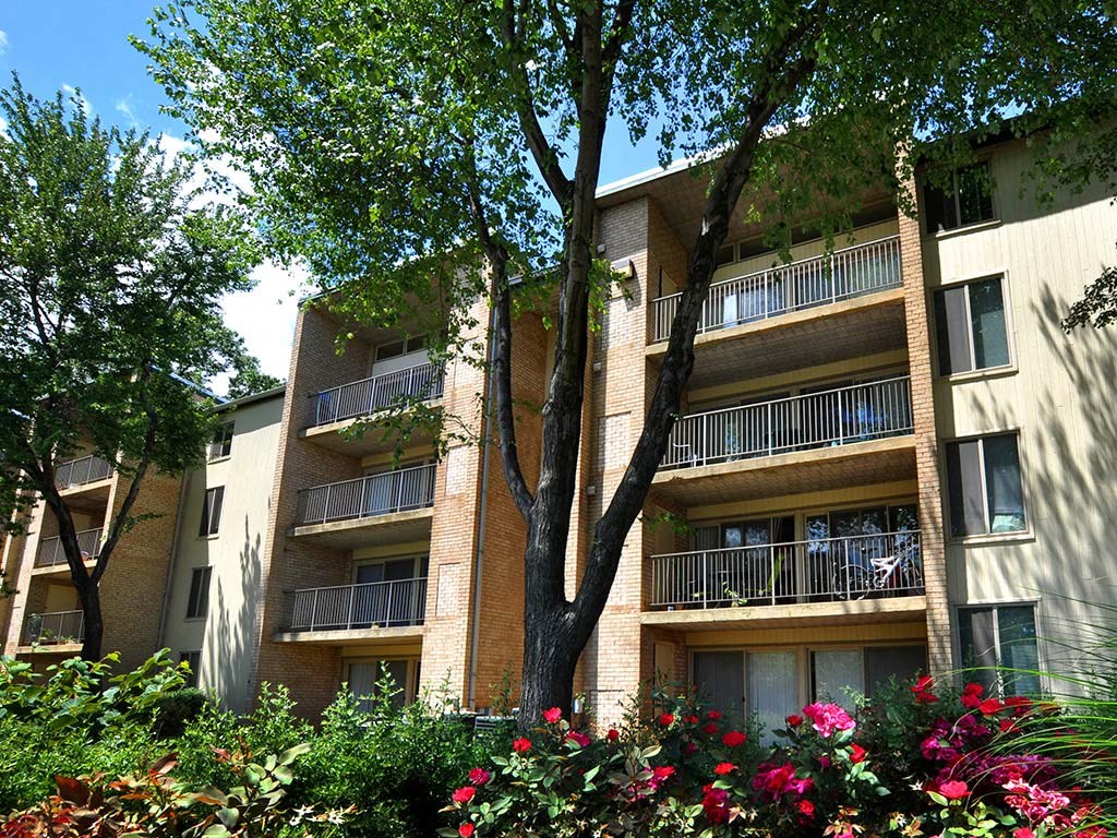 View of exterior balconies at Tysons Glen Apartments and Townhomes, Falls Church