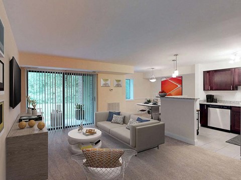 Contemporary bedroom decorations at Tysons Glen Apartments and Townhomes, Virginia, 22043