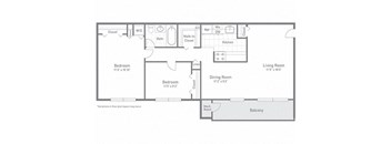 Huntington Floor Plan at Gainsborough Court Apartments, Virginia, 22030