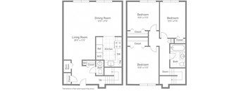Roosevelt Floor Plan at Gainsborough Court Apartments, Fairfax, 22030