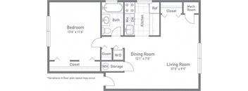 Washington Floor Plan at Gainsborough Court Apartments, Virginia