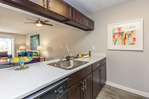 the spacious kitchen with ample counter space and stainless steel appliances