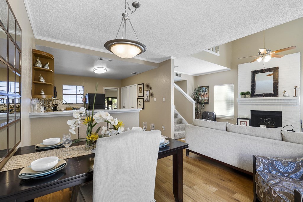 Dinning area, kitchen, and living room