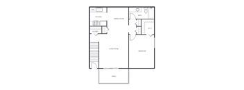 a floor plan of a house with a bedroom and a living room