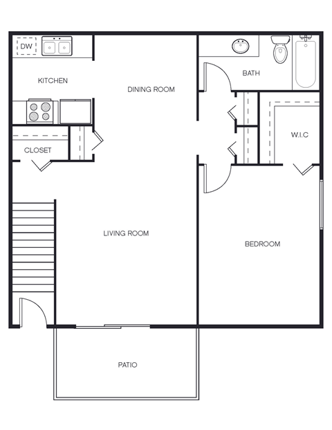 a floor plan of a house with a bedroom and a living room