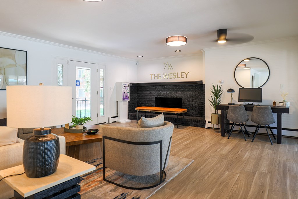 clubhouse living room with fireplace