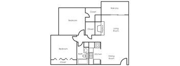 A black and white image of a house floor plan.