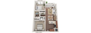 A diagram shows a floor plan of a one bedroom apartment.