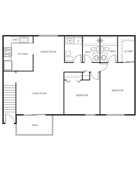 a floor plan of a house with a bedroom and a living room