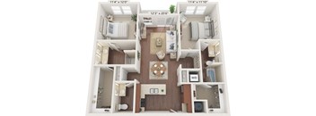 A 12'3" x 20'6" floor plan of a two-bedroom apartment with a living room, kitchen, and bathroom.