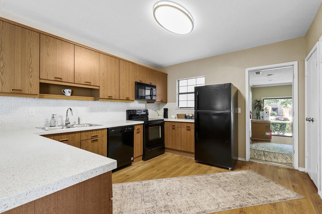 kitchen with black appliances