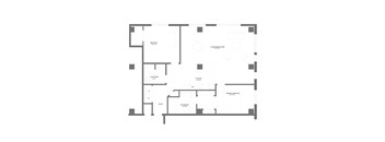 A floor plan of a house with labeled rooms and dimensions.