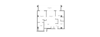 A floor plan of a house with a private bedroom, bathroom, and living room.