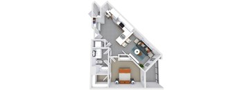 a floor plan of a house with a bedroom and a living room