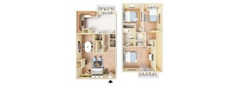 A diagram of a small apartment with a bathroom and kitchen.