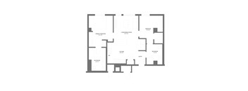 A floor plan of a house with a living room, dining room, kitchen, and bathrooms.