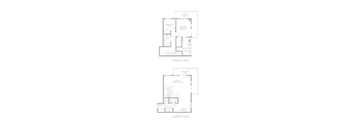 A drawing of a two-floor residential house plan.