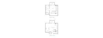 A floor plan of a two-story house with labeled rooms.