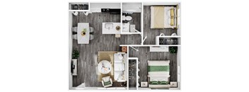 the 1 bedroom floorplan of a 1 bedroom apartment with roommates