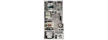 a 2 bedroom floor plan with a 1234 sq