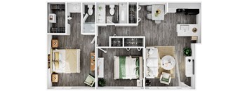 the floor plan of a bedroom with a bathroom and a living room