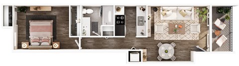 the suite floor plan with bedroom and living room