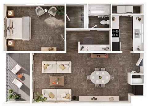 a 1 bedroom floor plan with a bathroom and a living room