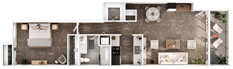 a floor plan of a bedroom with a bathroom and a living room