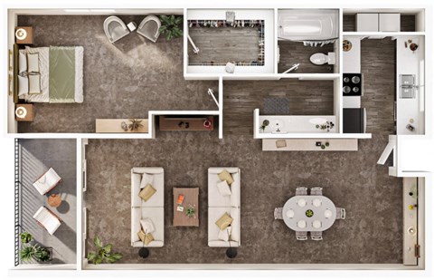 the floor plan of 850 sq ft of living space with a bedroom and a bathroom