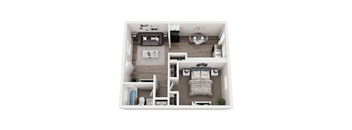 1x1 floor plan layout, version A