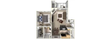 A series of images showing different rooms of a small apartment.