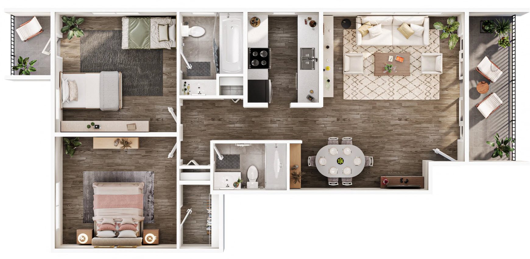 a bedroom floor plan with a bed and a bathroom