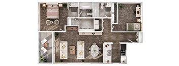 a 1 bedroom apartment is shown in this rendering