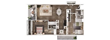 a floor plan of a house with a bedroom and a living room