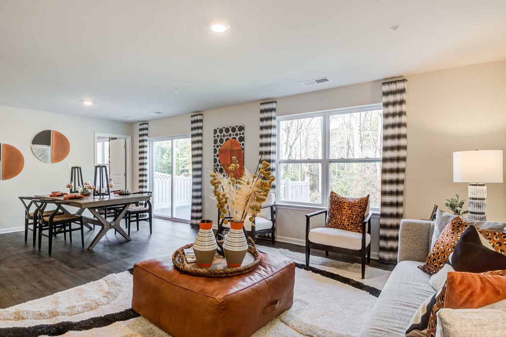 a living room with a couch and a table
