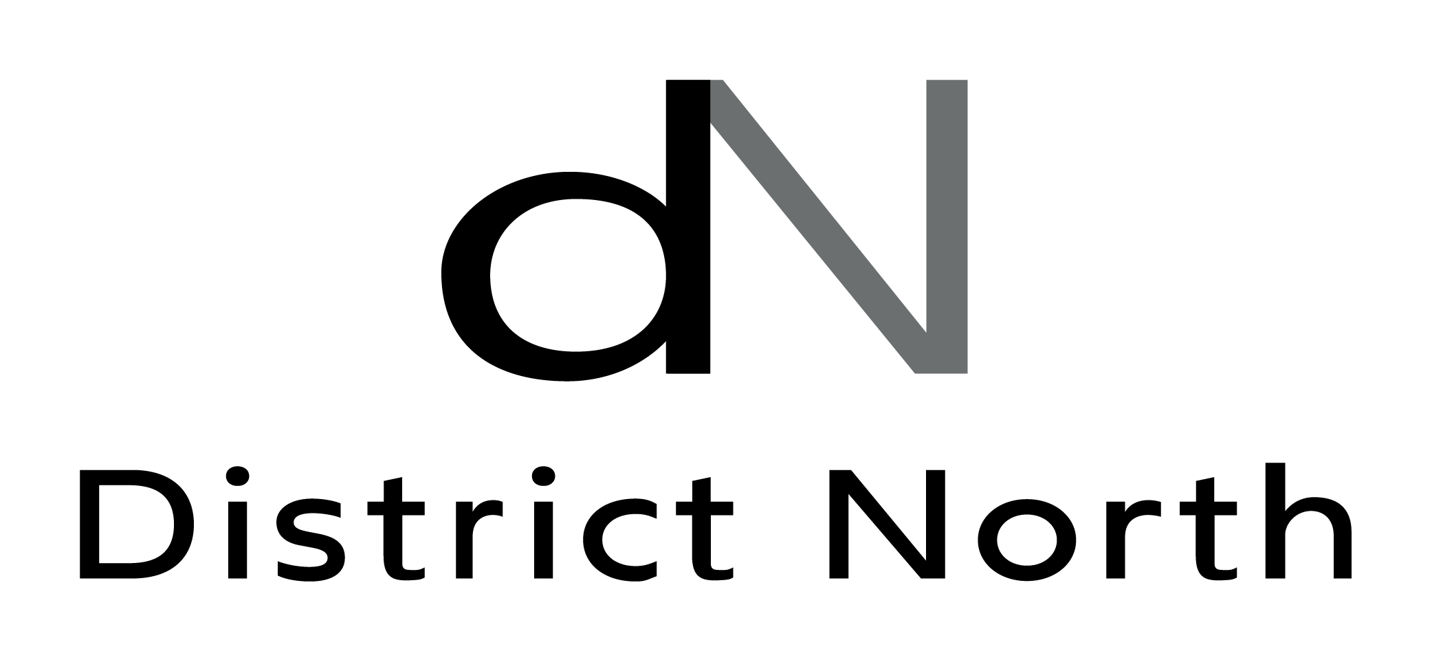A logo with the letters "dn" and the words "District North" below it.