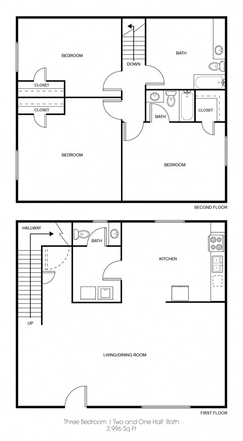 a blueprint of three different floor plans of a house with a garage