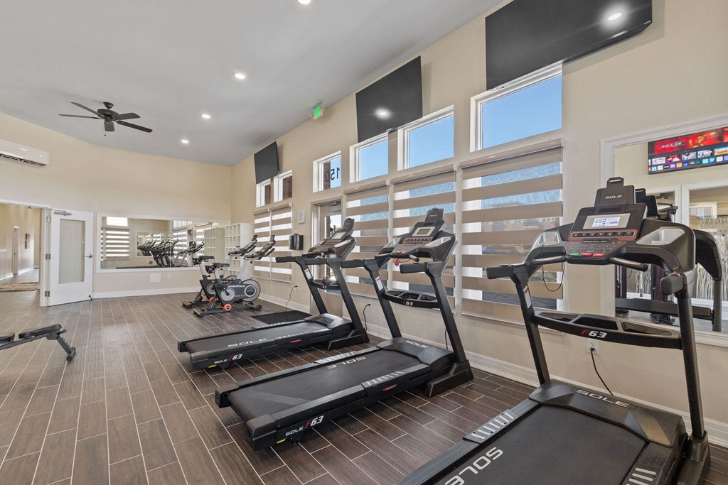 a cardio gym with a lot of exercise equipment