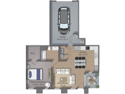 Morgan / 1 Bed / 1 Bath / 764sqft / Attached Garage