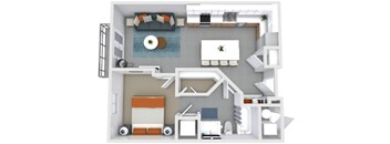 a floor plan of a house with a bedroom and a living room