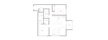 black and white floor plan of a modern apartment