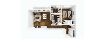 A white and wood bathroom with a sink, mirror, and shelves.