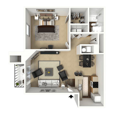 1x1 Floor Plan Layout