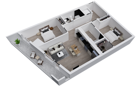 Stanley House | B3 2x2 | 975 sf