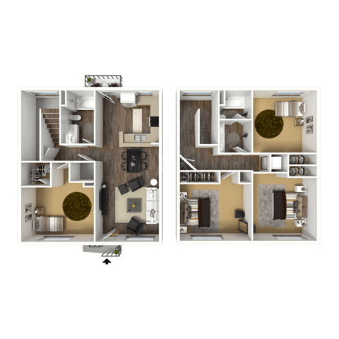 4x2T Floor Plan Layout