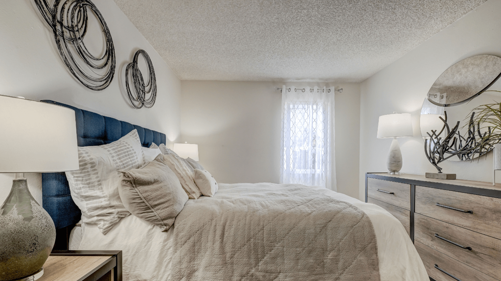 our apartments offer a cozy bedroom with a king sized bed